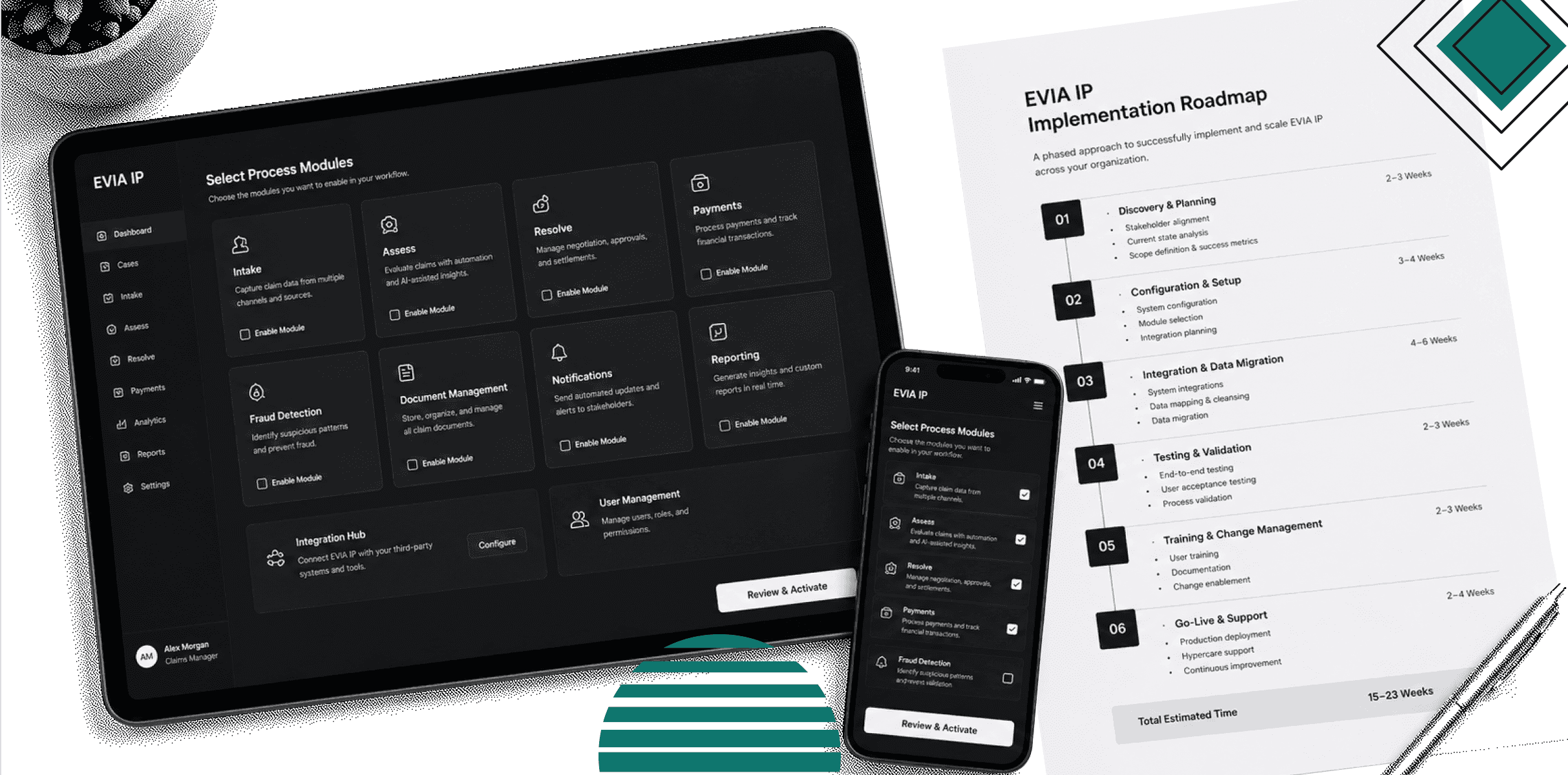 EVIA IP Process Apps interface